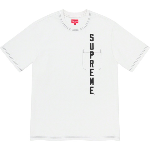 Supreme Contrast Stitch Pocket Tee - White