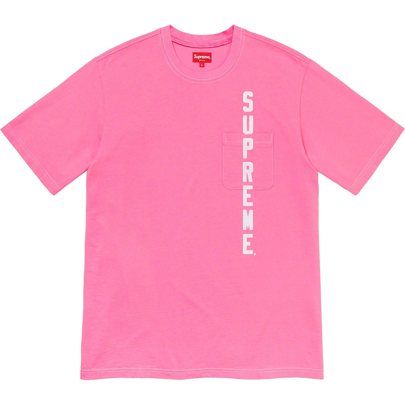 Supreme Contrast Stitch Pocket Tee (SS20) - Pink - $68