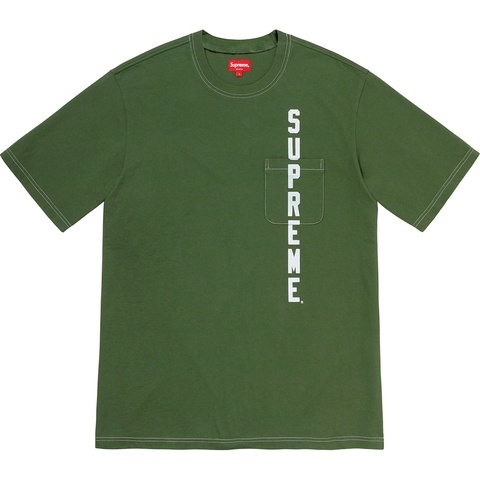 Supreme Contrast Stitch Pocket Tee - Green