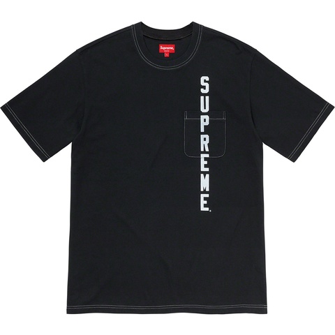 Supreme Contrast Stitch Pocket Tee - Black