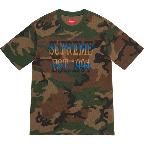 Supreme Cotton Mesh Gradient Logo S/S Top - Woodland Camo