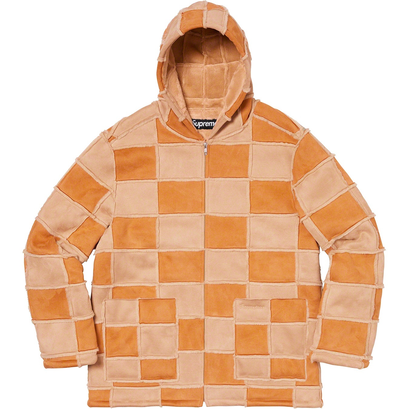 Supreme Faux Suede Patchwork Hooded Jacket (SS20) - Tan - $288