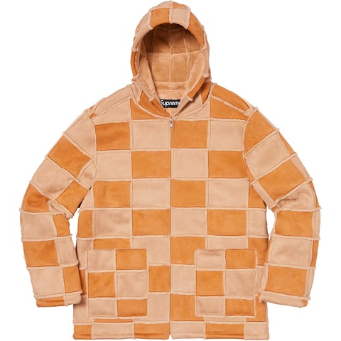 Supreme Faux Suede Patchwork Hooded Jacket - Tan