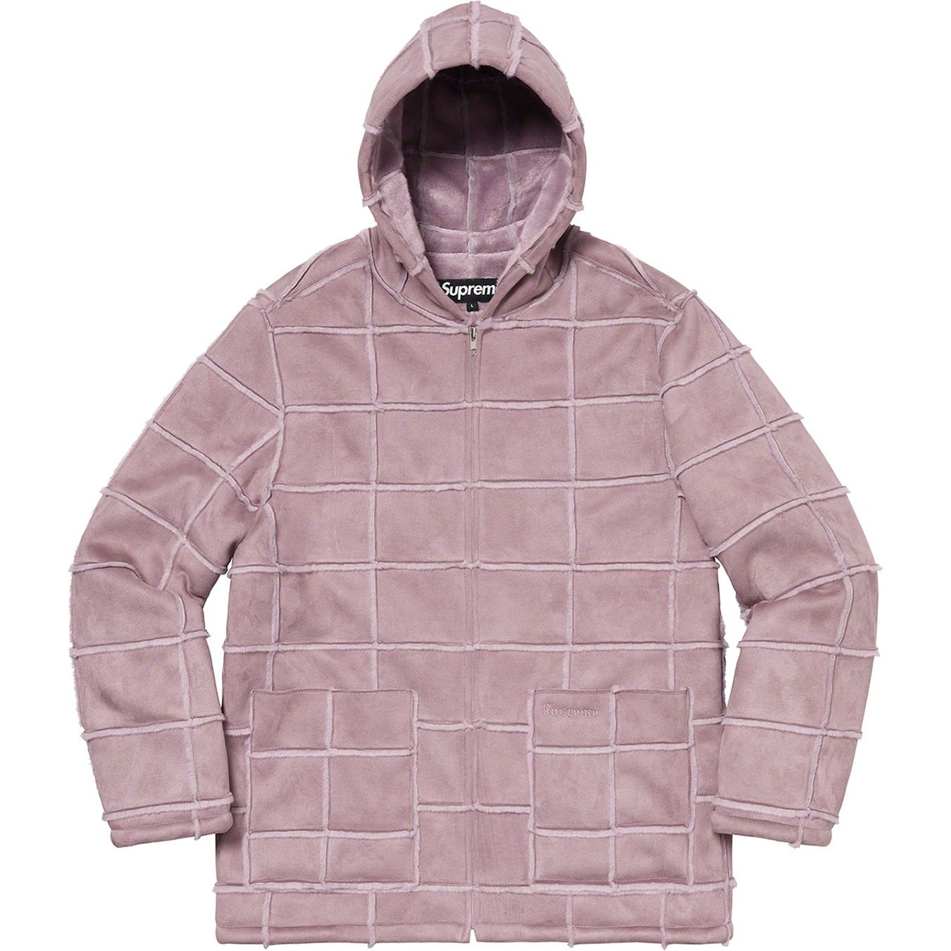Supreme Faux Suede Patchwork Hooded Jacket (SS20) - Dusty Purple - $288