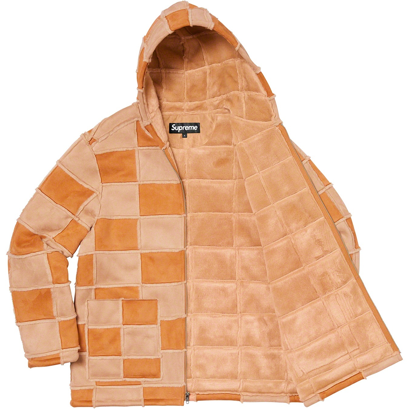Supreme Faux Suede Patchwork Hooded Jacket (SS20) - Tan - $288