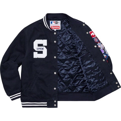 SUPREME × New Era × MLB ジャケット ネイビー Supreme®/New Era®/MLB Varsity Jacket - Supreme
