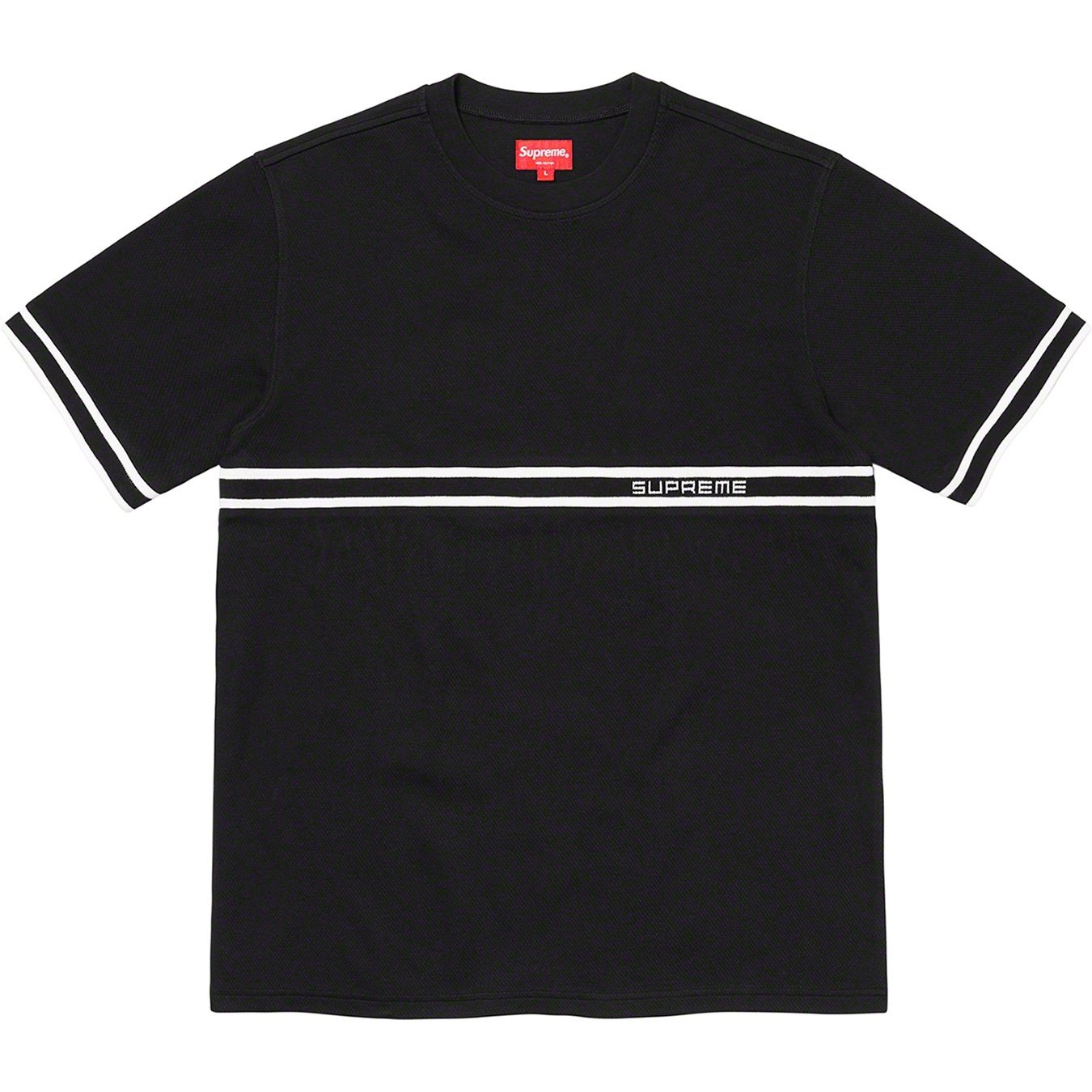 Supreme Knit Stripe S S Top (SS20) - Black - $88