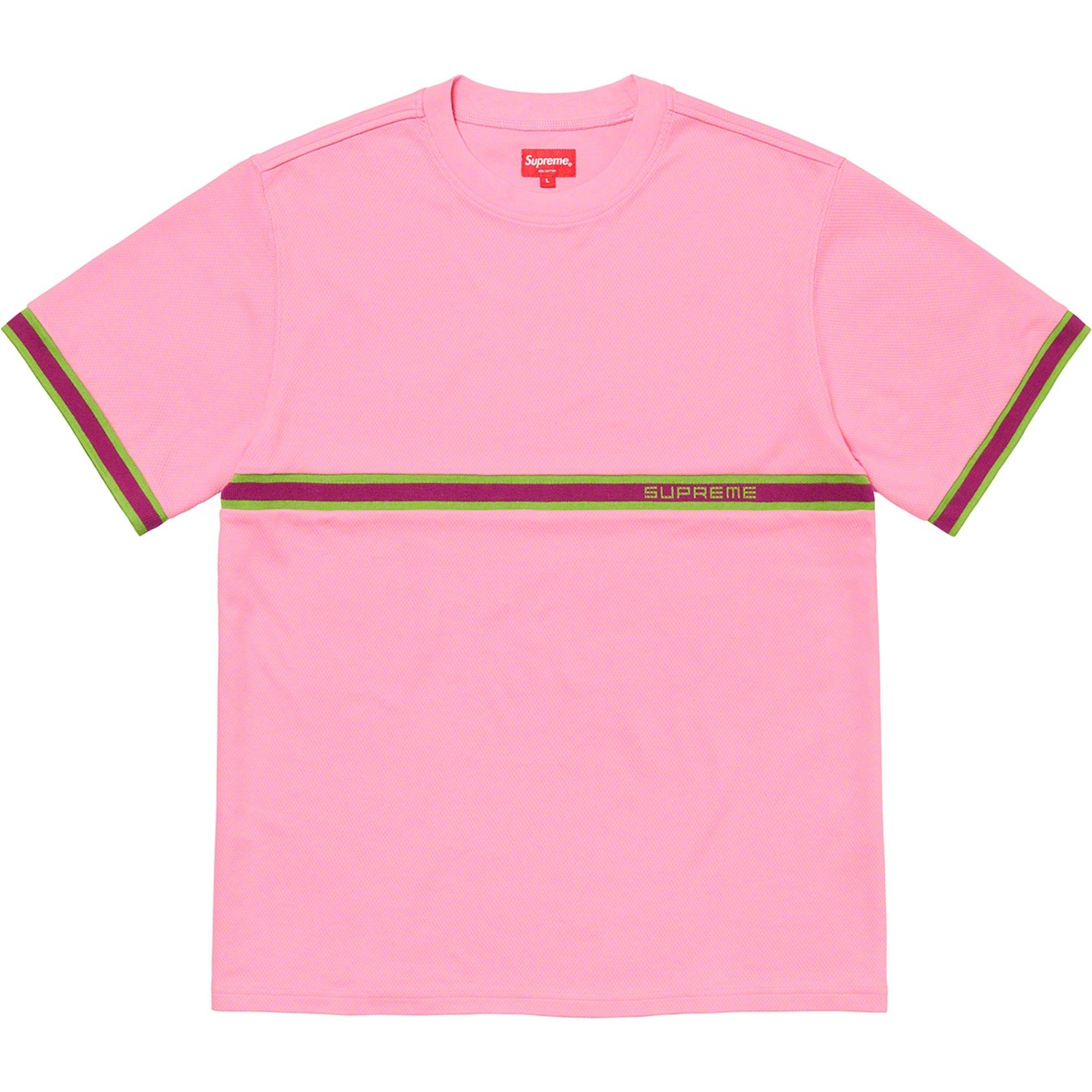 Supreme Knit Stripe S S Top (SS20) - Pink - $88