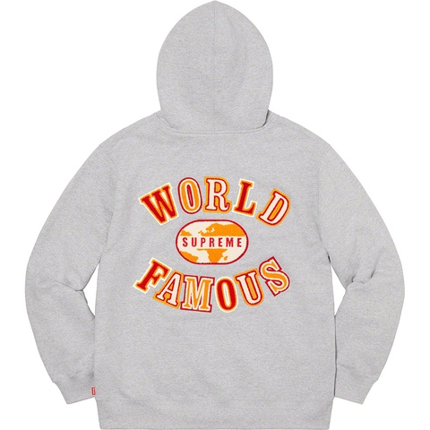 Supreme World Famous Zip Up Hooded Sweatshirt - Heather Grey