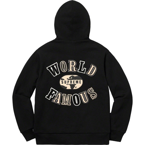 Supreme World Famous Zip Up Hooded Sweatshirt - Black