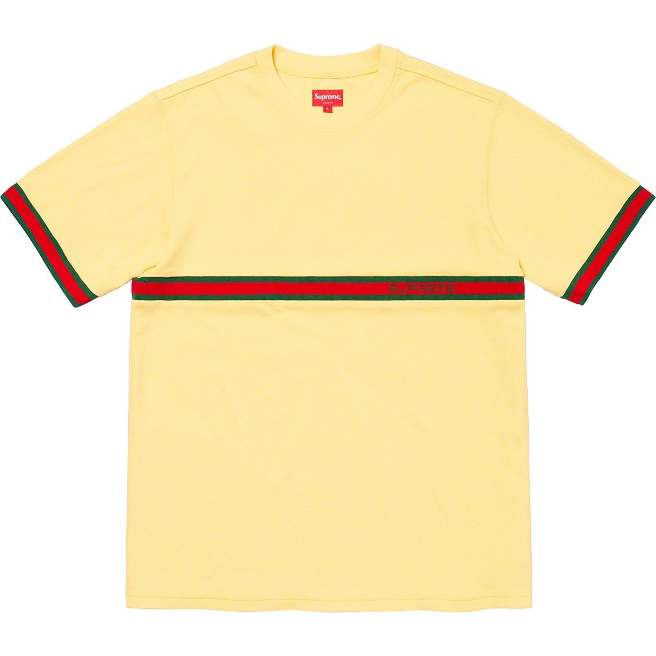Supreme Knit Stripe S S Top (SS20) - Light Yellow - $88