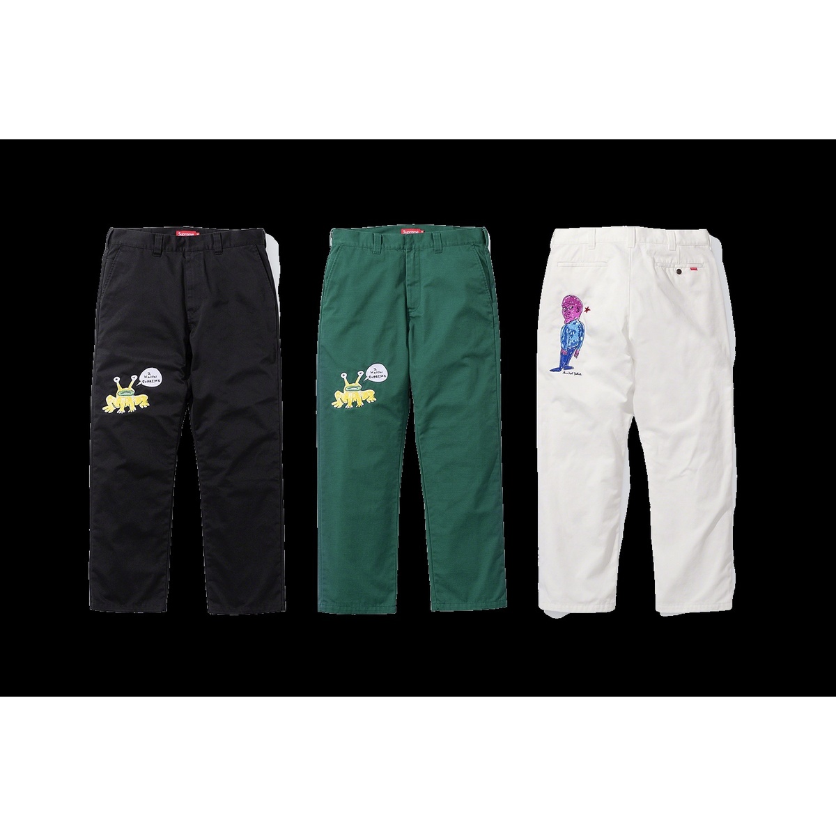 シュプリーム Daniel Johnston ダニエルジョンストン ワークパンツ Supreme Daniel Johnston Embroidered Work Pant Black Men's - SS20 - US