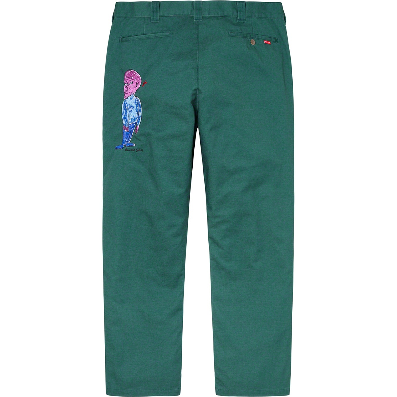 Supreme Daniel Johnston Embroidered Work Pant (SS20) - Work Green - $158