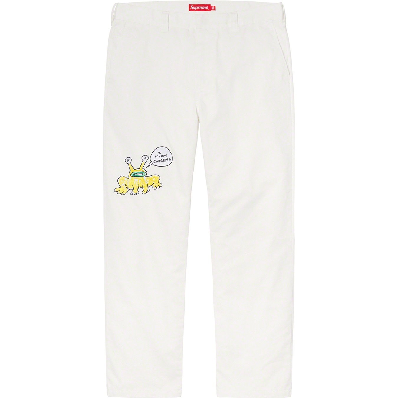Supreme Daniel Johnston Embroidered Work Pant (SS20) - White - $158