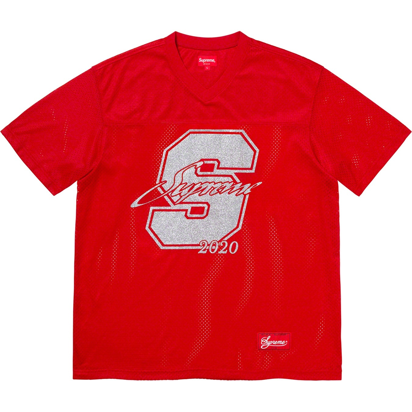 Supreme Glitter Football Top (SS20) - Red - $98