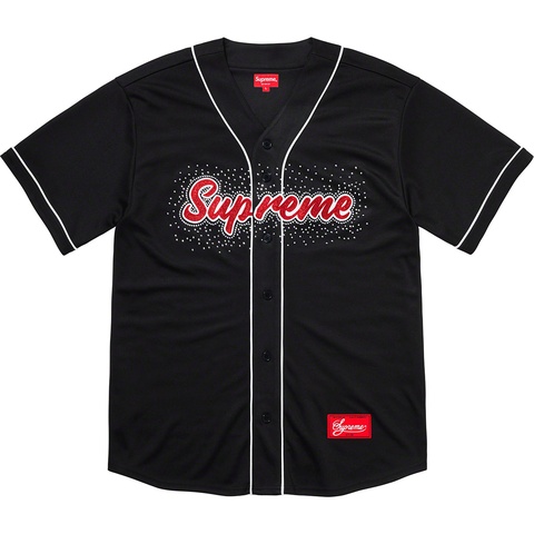 Supreme Rhinestone Baseball Jersey - Black