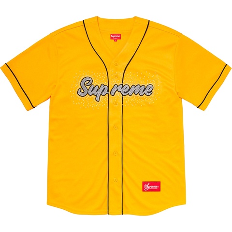 Supreme Rhinestone Baseball Jersey - Yellow