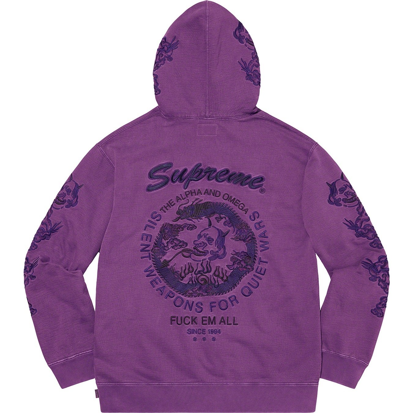 Supreme Dragon Overdyed Hooded Sweatshirt (SS20) - Bright Purple - $168