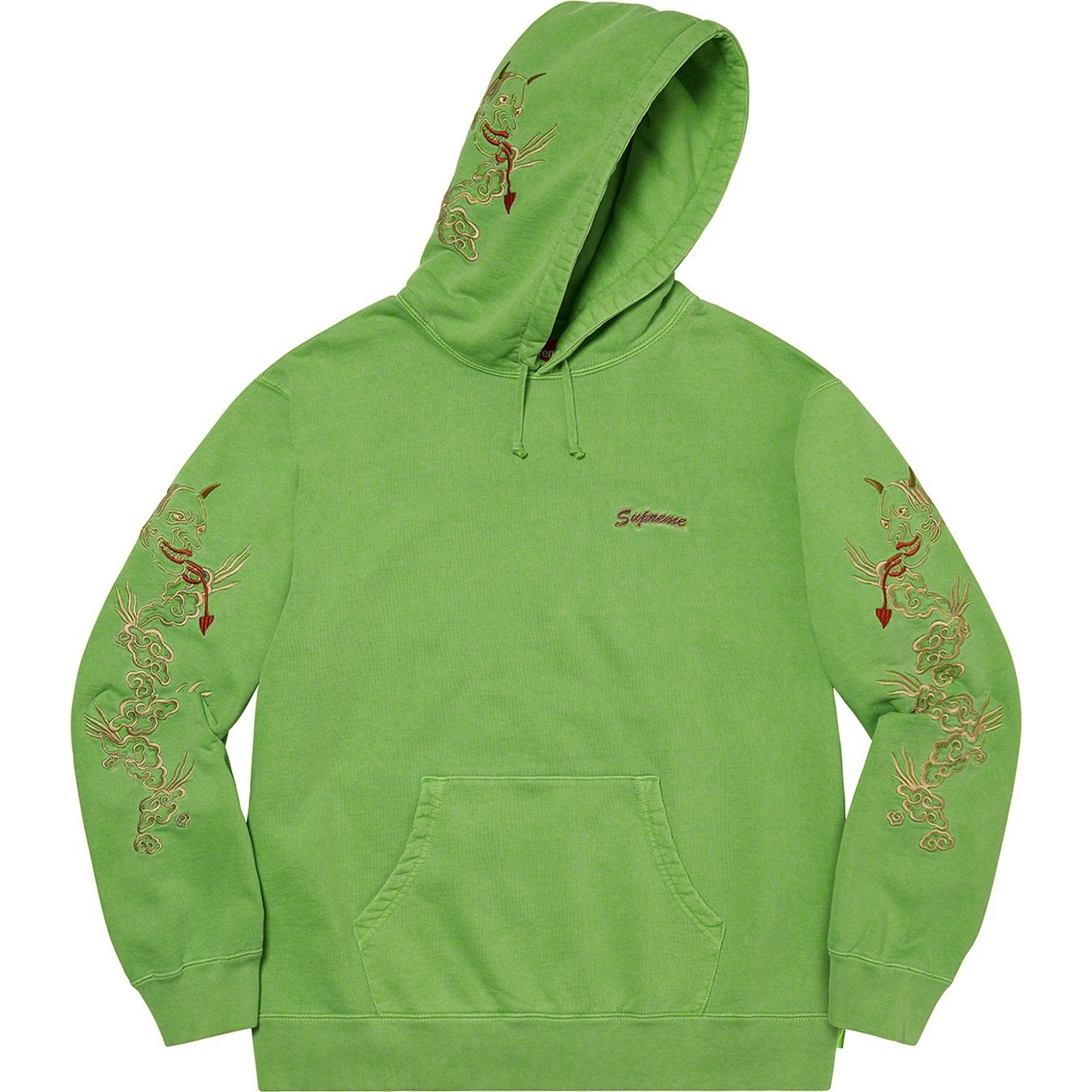 Supreme Dragon Overdyed Hooded Sweatshirt (SS20) - Lime - $168