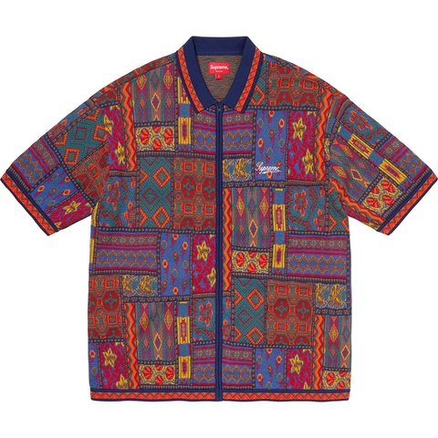 Supreme Patchwork Knit Zip Up Polo - Multicolor