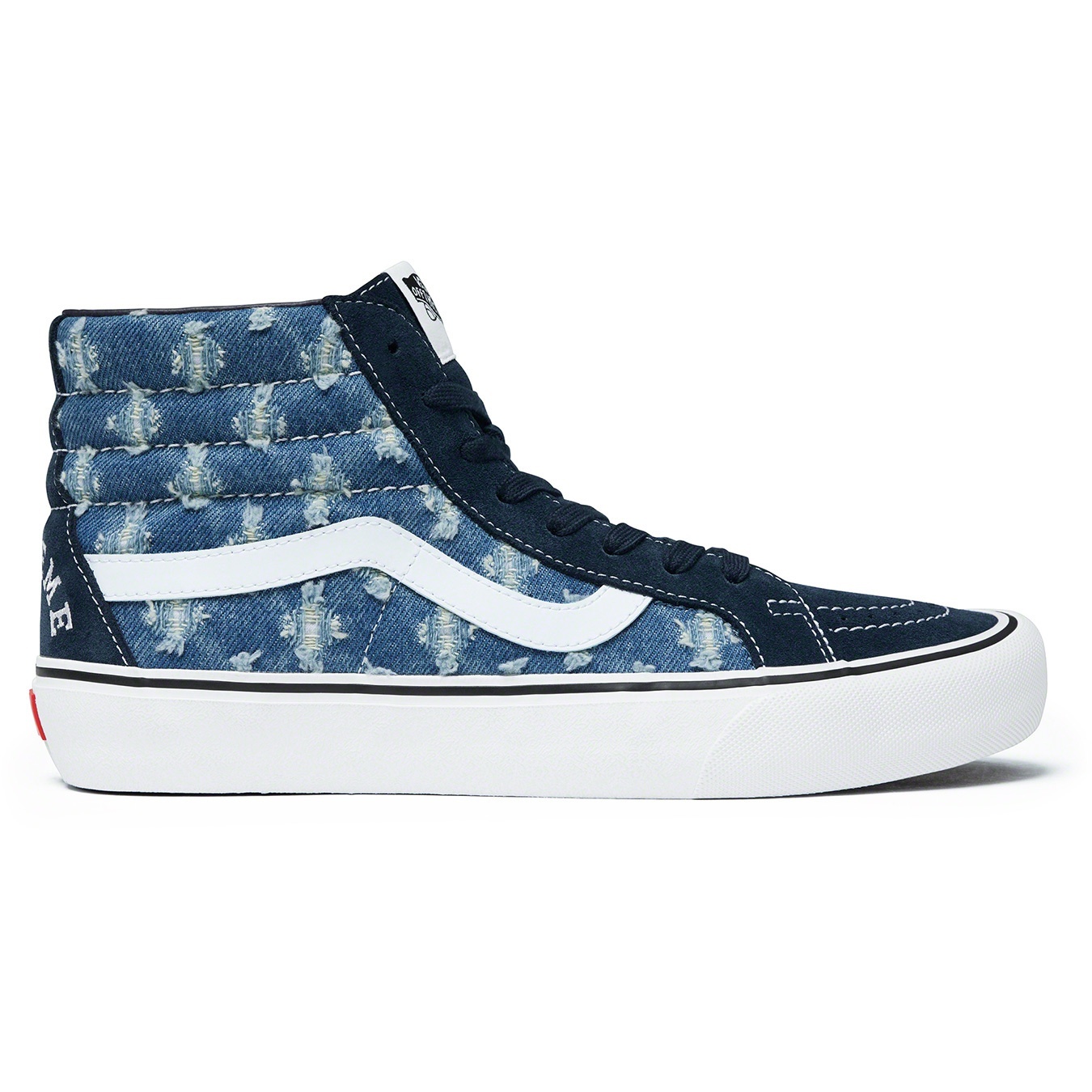 靴 Supreme Vans Sk8-Hi HolePunch DenimBlue Supreme Vans Hole Punch Denim Sk8-Hi Pro (SS20) - $110