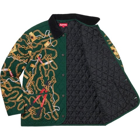 Supreme Chains Quilted Jacket - Dark Green