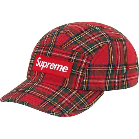 Supreme Washed Chino Twill Camp Cap - Red Tartan