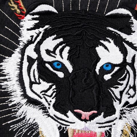 Supreme Tiger Embroidered Baseball Jersey - Black