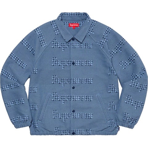 Supreme Houndstooth Logos Snap Front Jacket - Blue