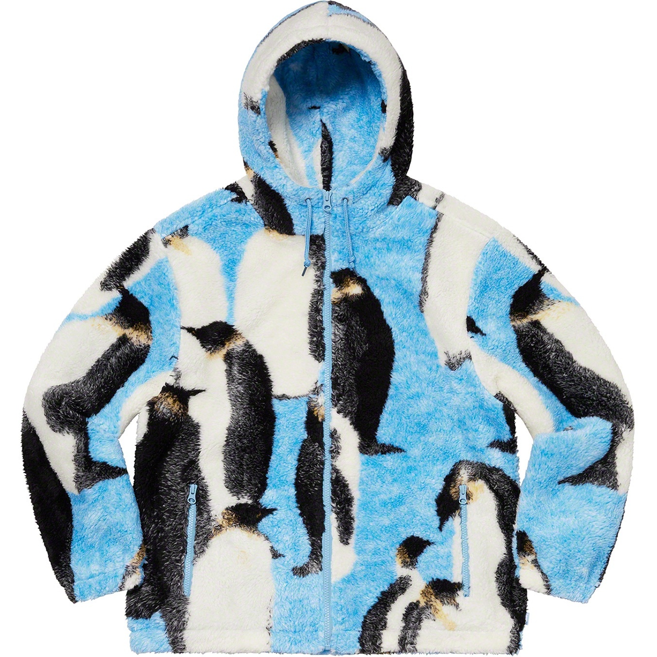 Supreme Penguins Hooded Fleece Jacket (FW20) - Blue - $198