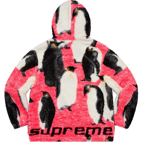 Supreme Penguins Hooded Fleece Jacket - Pink