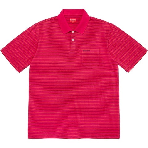 Supreme Thin Stripe Polo - Fuchsia