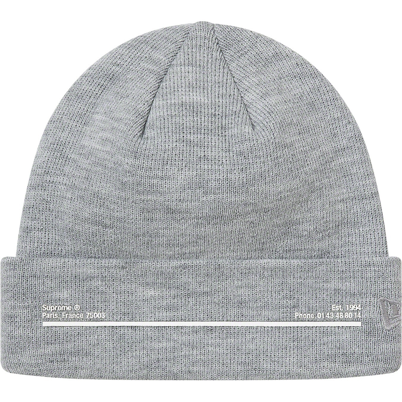 Supreme New Era Shop Beanie (FW20) - Heather Grey - Paris - $38