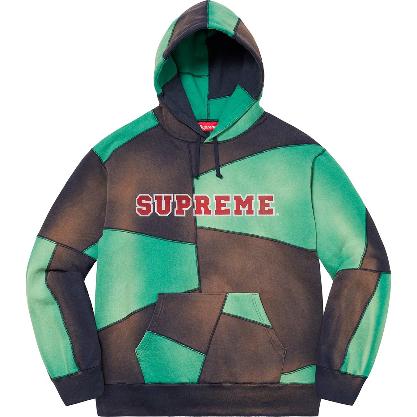 Supreme Patchwork Hooded Sweatshirt (FW20) - Navy - $178