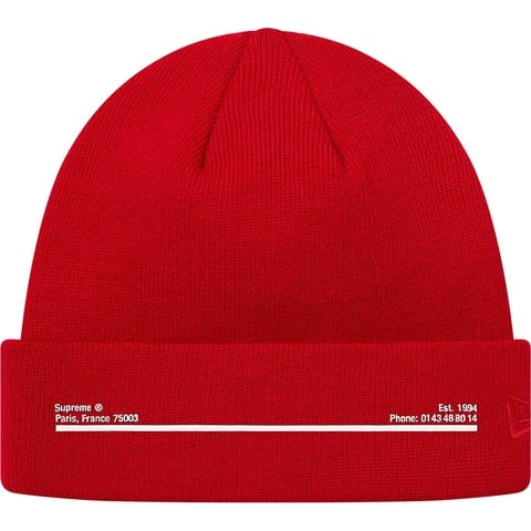 Supreme New Era® Shop Beanie - Red - Paris