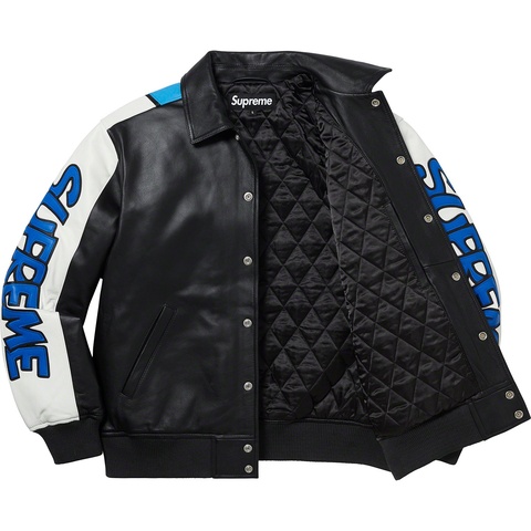 Supreme Supreme®/Smurfs™ Leather Varsity Jacket - Black