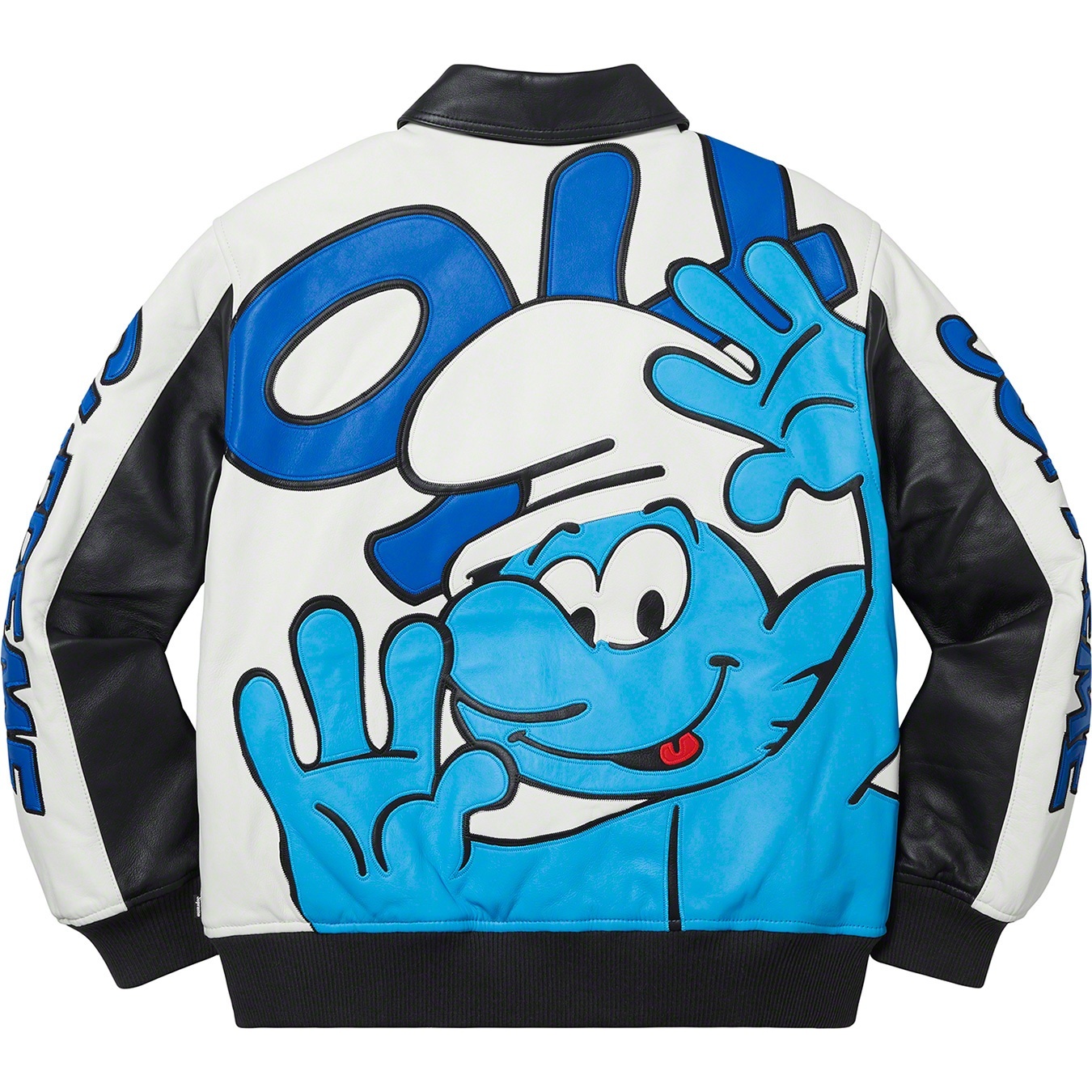ジャケット・アウター Supreme Smurfs Leather Varsity Jacket Supreme Smurfs Leather Varsity Jacket Black Men's - FW20 - US