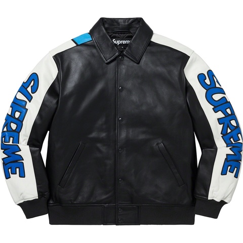 Supreme Supreme®/Smurfs™ Leather Varsity Jacket - Black
