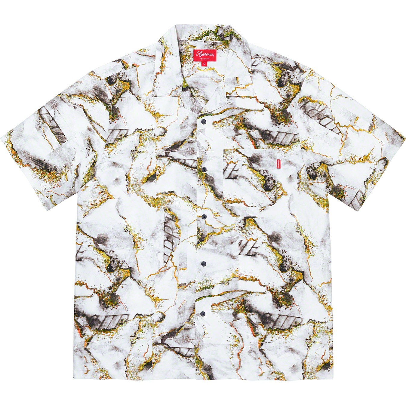 Supreme Marble Silk S S Shirt (FW20) - White - $158