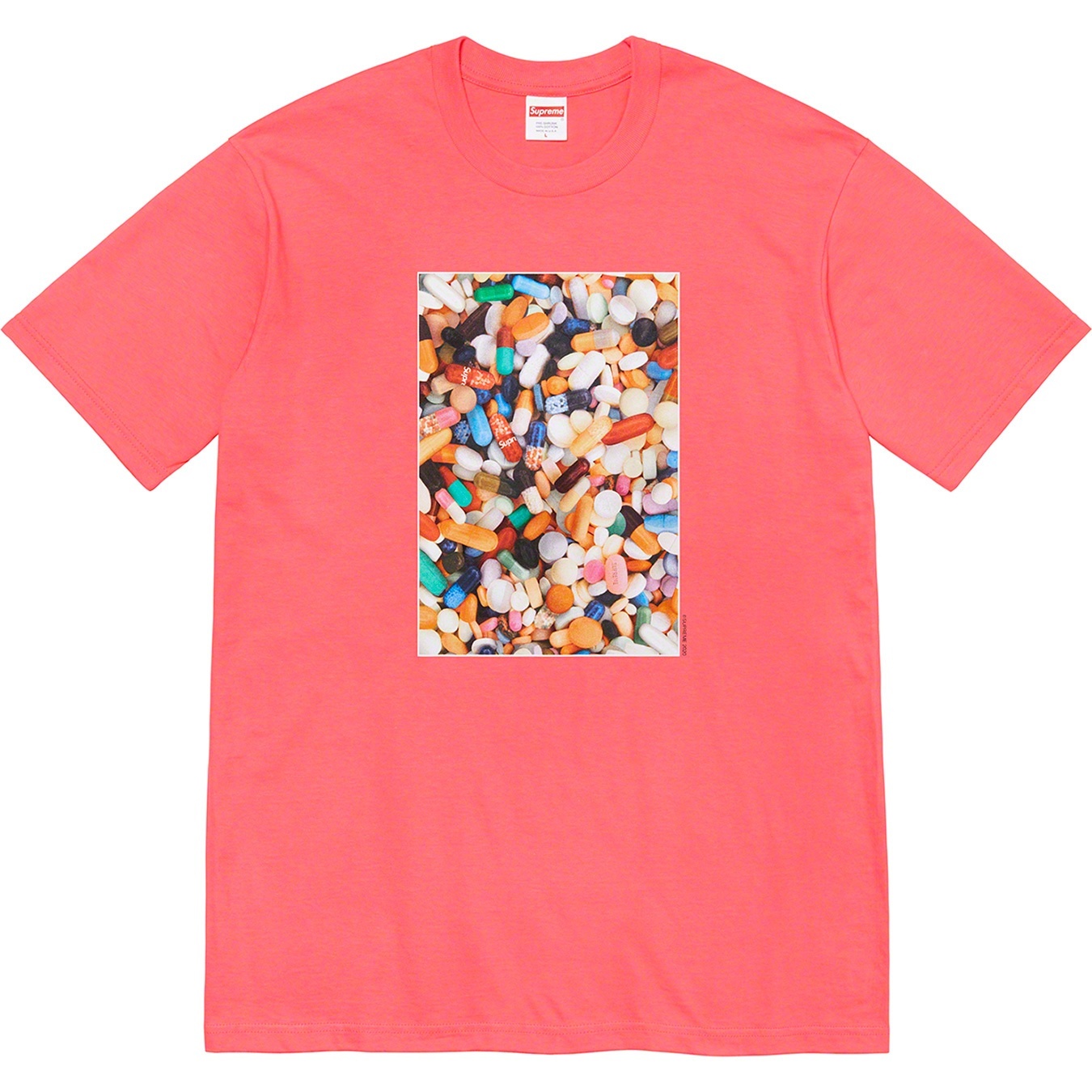 Supreme Pills Tee (FW20) - Bright Coral - $38