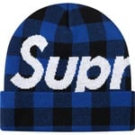 Supreme Big Logo Beanie (FW20) - Blue Plaid