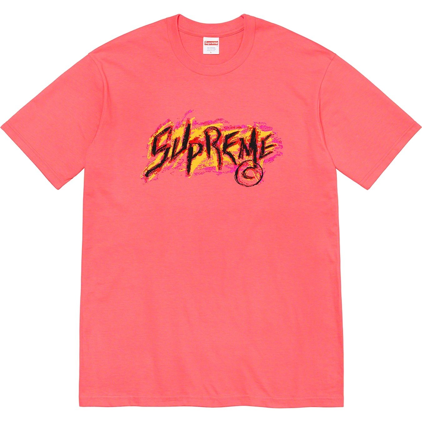 Supreme Scratch Tee (FW20) - Bright Coral - $38