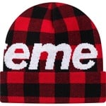 Supreme Big Logo Beanie (FW20) - Red Plaid