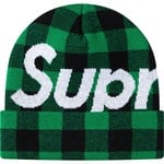 Supreme Big Logo Beanie (FW20) - Green Plaid
