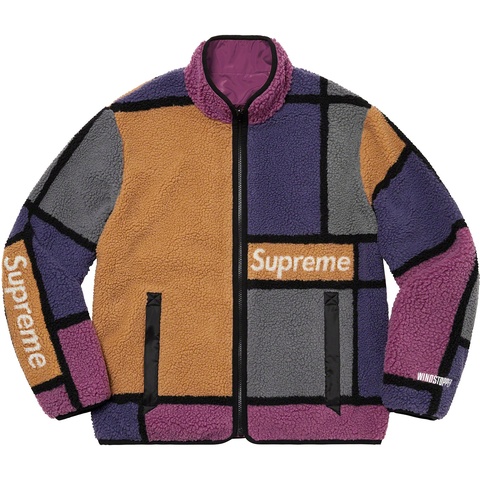 Supreme Reversible Colorblocked Fleece Jacket - Purple