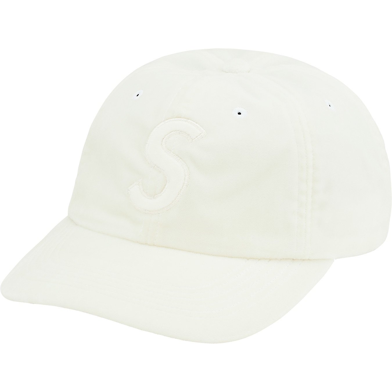 Supreme Velvet S Logo 6-Panel (FW20) - White - $54
