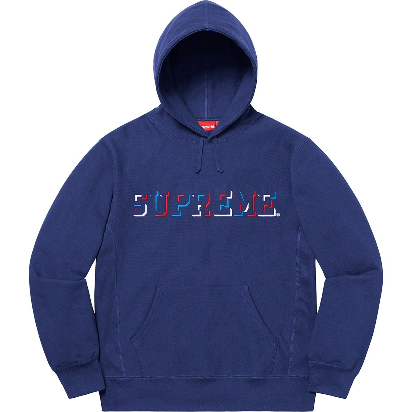 Supreme Drop Shadow Hooded Sweatshirt (FW20) - Washed Navy - $158