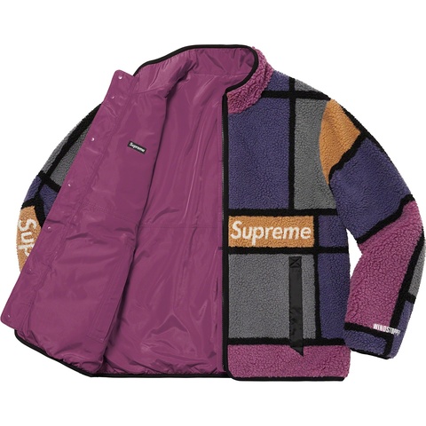 Supreme Reversible Colorblocked Fleece Jacket - Purple