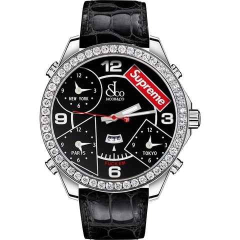Supreme Supreme®/Jacob & Co Time Zone 47mm Watch - Black