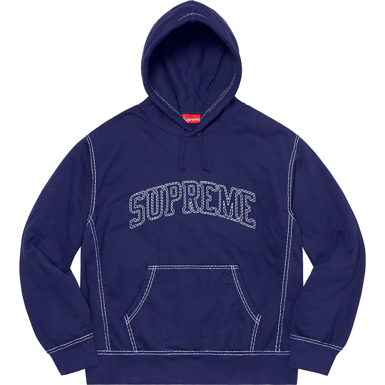 Supreme Big Stitch Hooded Sweatshirt (FW20) - Dark Royal - $158